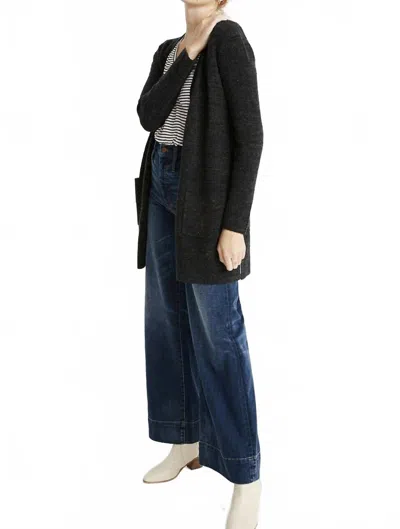 Madewell Donegal Wool Blend Open Front Cardigan In Grey In Black