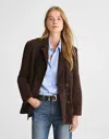 Madewell Double-breasted Suede Blazer In Brown