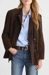 Madewell Double-breasted Suede Blazer In Brown