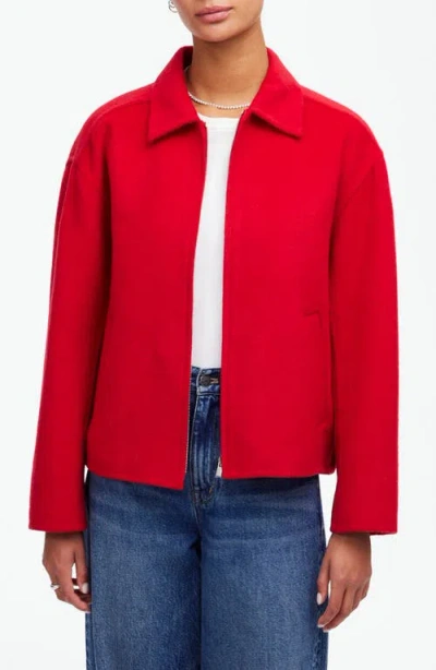 Madewell Double Face Round Sleeve Jacket In Bright Cherry