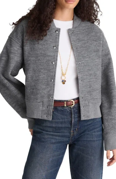 Madewell Double Faced Knit Bomber Jacket In Hthr Charcoal
