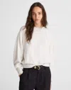 Madewell Double-faced Puff-sleeve Sweatshirt In White