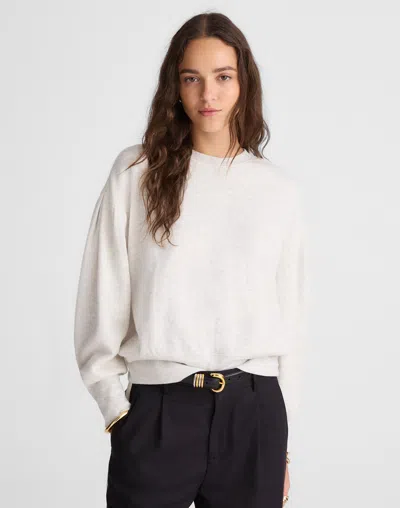 Madewell Double-faced Puff-sleeve Sweatshirt In White