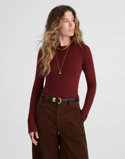 Madewell Double-layered Crewneck Sweater In Red