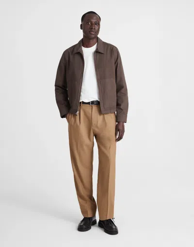 Madewell Double-pleated Twill Trousers In Brown