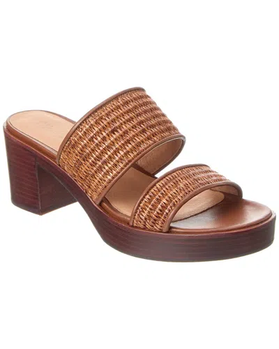 Madewell Double-strap Straw & Leather Platform Sandal In Brown