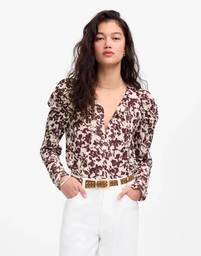 Madewell Draped Tie-front Top In Chocolate Raisin