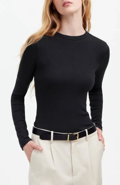 Madewell Drapey Long Sleeve Rib T-shirt In Black
