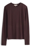 Madewell Drapey Long Sleeve Rib T-shirt In Dark Carob