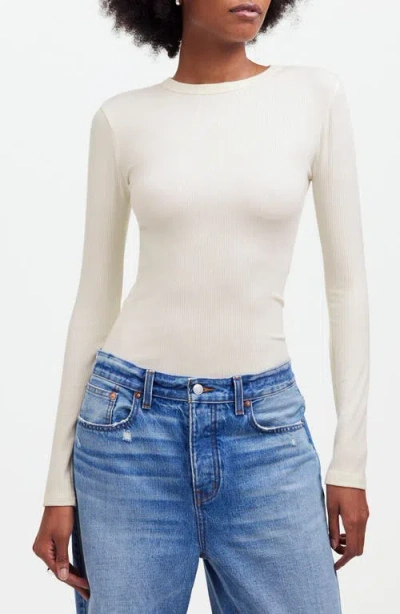 Madewell Drapey Long Sleeve Rib T-shirt In Winter White