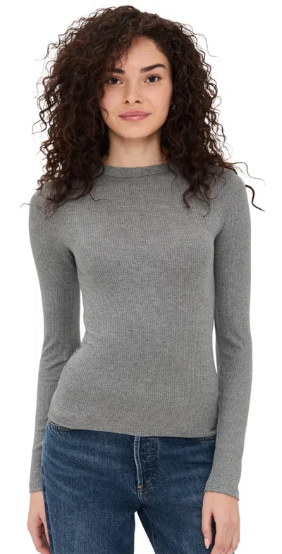 Madewell Drapey Rib Long Sleeve Tee Heather Black Charcoal In Gray