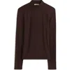 Madewell Drapey Rib Mockneck Top In Dark Carob