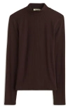 Madewell Drapey Rib Mockneck Top In Dark Carob