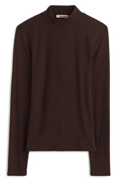 Madewell Drapey Rib Mockneck Top In Dark Carob