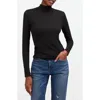 Madewell Drapey Rib Mockneck Top In Jet Black
