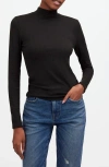 Madewell Drapey Rib Mockneck Top In Jet Black