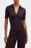 Madewell Drapey Rib Polo In Dark Carob