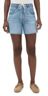 Madewell Drawstring Denim Shorts In Hambley Wash