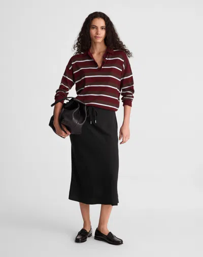 Madewell Drawstring Midi Skirt In Black