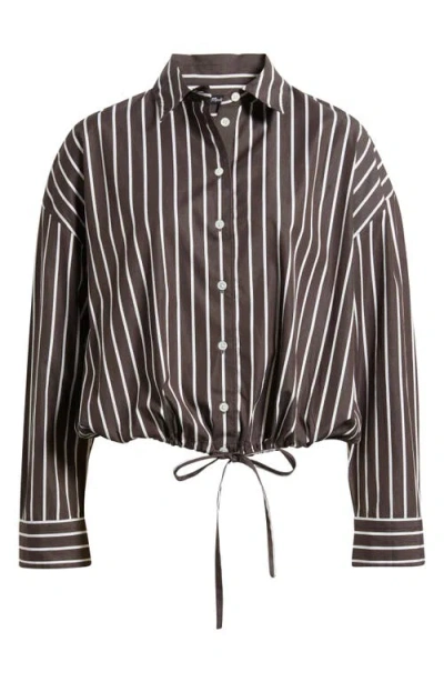 Madewell Drawstring Poplin Button-up Shirt In Black