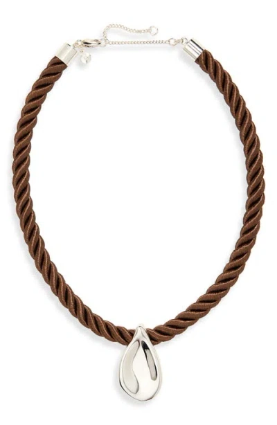 Madewell Droplet Pendant Cord Necklace In Brown