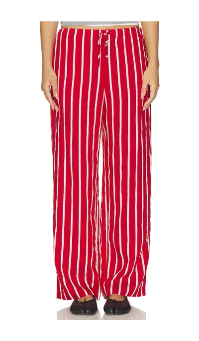 Madewell E- Waist Striped Pull- On Pant In Red & White Stripe