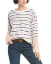 Madewell Easy Crew Neck Long Sleeve Tee In Stripe Pale Blush In Neutral