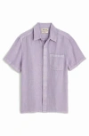 Madewell Easy Linen Short-sleeve Button-up Shirt In Violet Haze