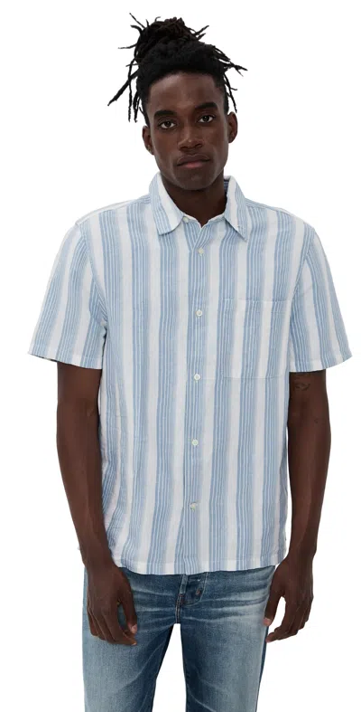 Madewell Easy Shirt In Baird Cotton Linen Americana Blue