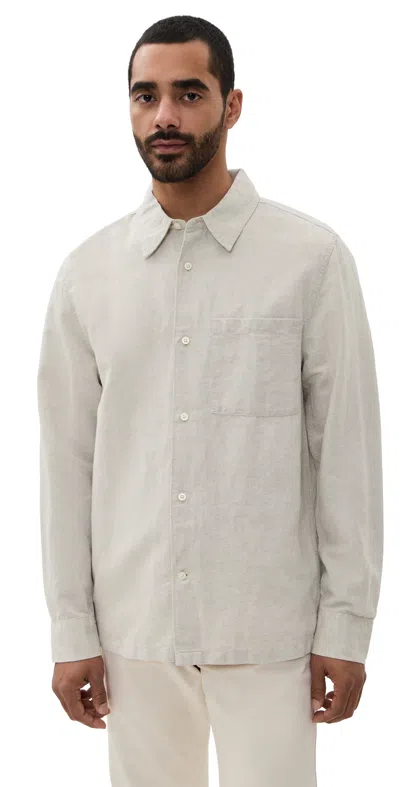 Madewell Easy Shirt In Baird Cotton Linen Oatmeal