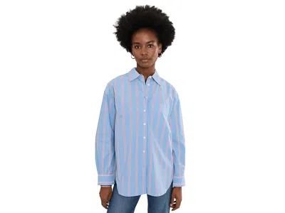 Madewell Easy Shirt - Midweight Washed Poplin Women's Clothing Calm Blue: Xl (women's 14-16)