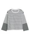 Madewell Easy Stripe Crewneck Long Sleeve T-shirt In Jet Black