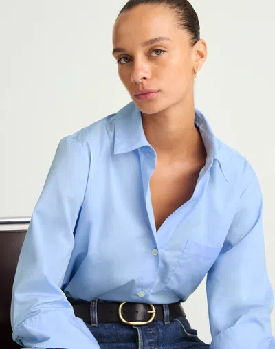 Madewell Easy Y-neck Button-up Shirt In Blue