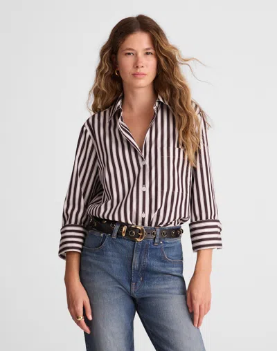 Madewell Easy Y-neck Button-up Shirt In Multi