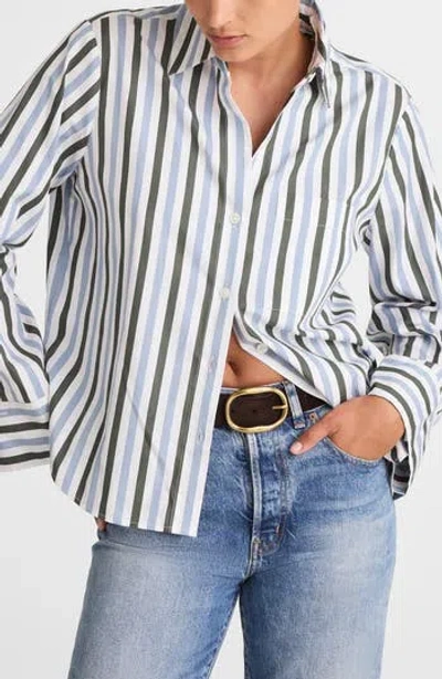 Madewell Easy Y-neck Poplin Button-up Shirt In Animal Print