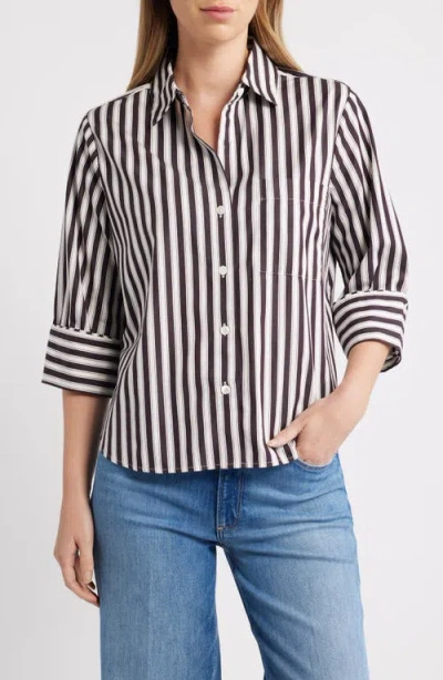 Madewell Easy Y-neck Poplin Button-up Shirt In Multi