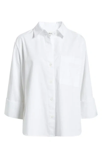 Madewell Easy Y-neck Poplin Button-up Shirt In White