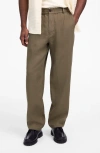 Madewell Elastic Waist Straight Leg Linen Pants In Green