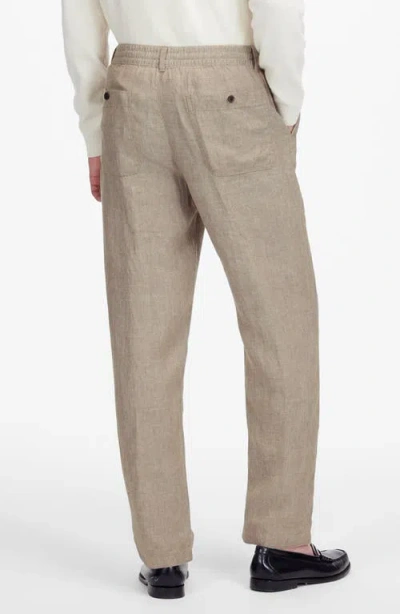 Madewell Elastic Waist Straight Leg Linen Pants In Chestnut