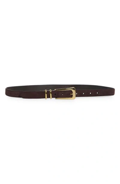 Madewell Elongated Buckle Suede Belt In Black