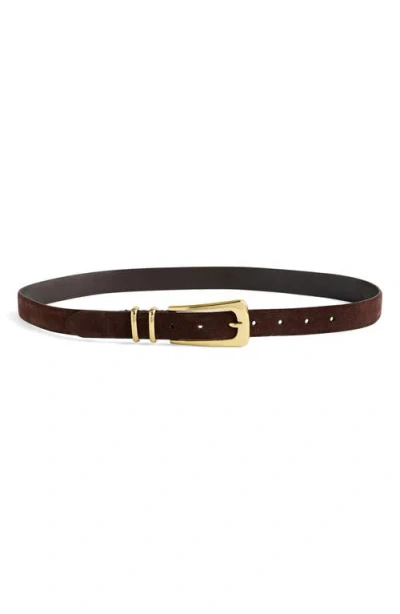Madewell Elongated Buckle Suede Belt In Brown