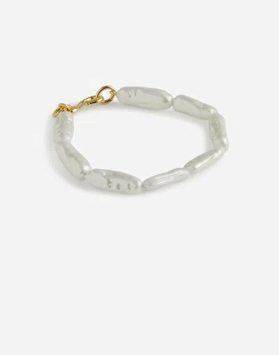 Madewell Elongated Pearl Bead Bracelet In Metallic