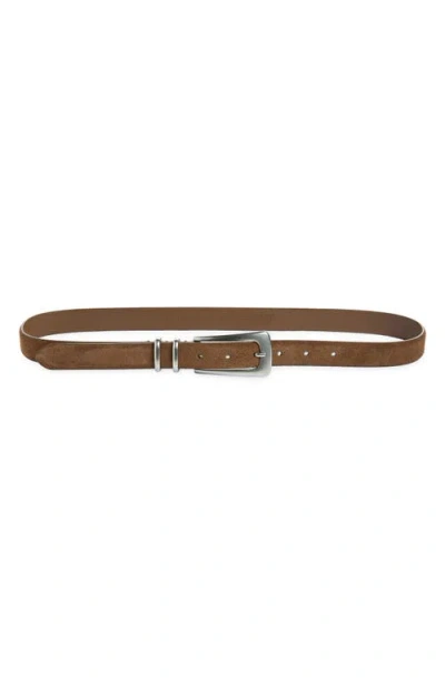 Madewell Elongated Suede Buckle Belt In Brown
