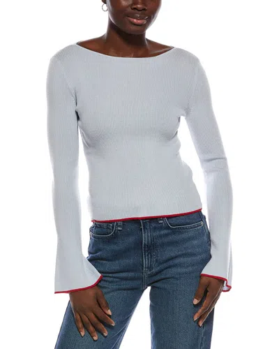 Madewell Elory Merino Wool & Silk-blend Femme Sleeve Top In Gray