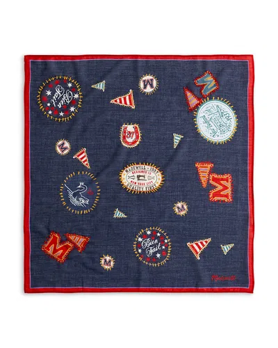 Madewell Embroidered Cotton Bandana Scarf In Blue
