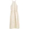 Madewell Embroidered Drop Waist Maxi Dress In Nude
