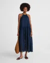 Madewell Embroidered Drop-waist Maxi Dress In Blue