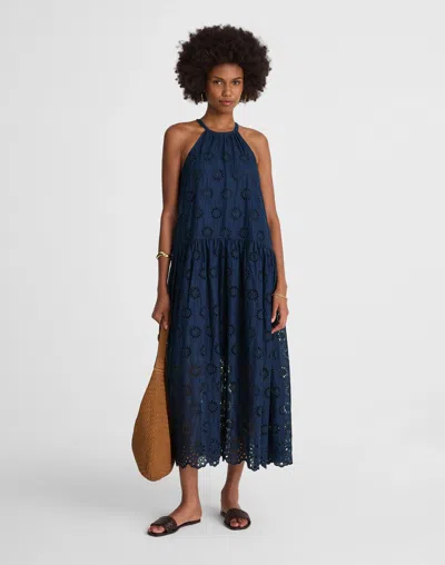 Madewell Embroidered Drop-waist Maxi Dress In Purple