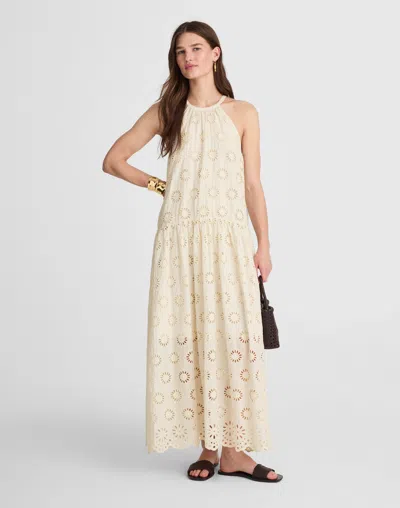 Madewell Embroidered Drop-waist Maxi Dress In White