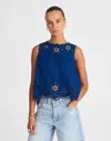Madewell Embroidered Eyelet High-low Tank In Blue
